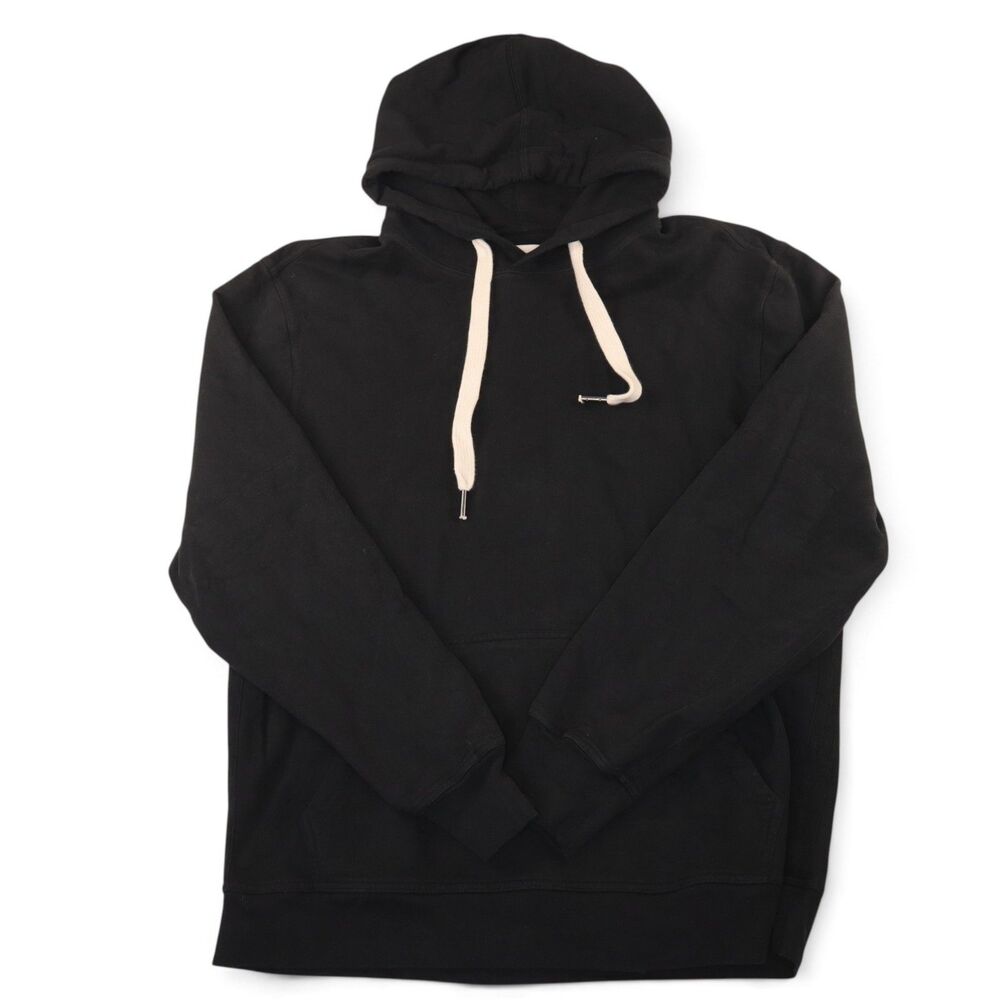 Buck Mason Men's Large Brushed Loopback Hooded Sweatshirt Pullover Black